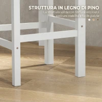 HOMCOM Set di 2 Sgabelli Bar, Sgabelli Cucina Alti con Schienale Alto, Poggiapiedi, in Legno di Pino, Naturale e Bianco(m-6)