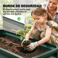Outsunny Juego de 2 Jardineras Exterior Grandes de Acero Galvanizado Huertos Urbanos para Terraza Jardín 110x50x30 cm Verde(m-6)