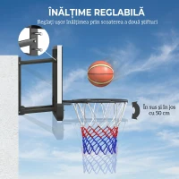 SPORTNOW Coș de baschet de perete pentru exterior 110x90 cm, panou de baschet, inel din oțel, cerc rezistent Ø45 cm și plasă, negru(m-5)