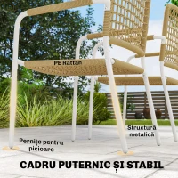 Outsunny Set de 2 Scaune de Grădină Stivuibile din Ratan pentru Terasă, Galben(m-6)