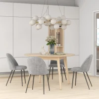 HOMCOM Pack de 4 Sillas de Comedor Modernas Sillas de Cocina Tapizada en Terciopelo con Respaldo Alto 50x56x83 cm Gris(m-10)