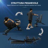 HOMCOM Panca Multifunzione Pieghevole con Schienale Regolabile a 7 Livelli, Leg Extension, Cuscinetto ed Elastici, Blu(m-5)