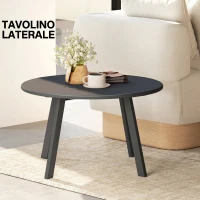 Outsunny Tavolino da Giardino Rotondo in stile Industriale con Piedini Antiscivolo, in Metallo, Ø70x42 cm, Grigio Carbone(m-7)