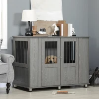 PawHut Dog Crate Table for Medium and Large Dogs with Magnetic Door for Indoor Use, 114 x 60 x 82 cm, Grey(m-10)