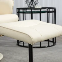 HOMCOM Poltrona de Massagem com Pufe Cadeira Ergonômica com 10 Pontos de Vibração Couro Sintético 76x81x105 cm Creme Branco(m-4)