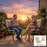 Outsunny Set 2 Perne pentru Scaune de Exterior cu Curele de Fixare, din Poliester și Bumbac, 120x50x8 cm, Bej(m-7)