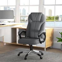 Vinsetto Bürostuhl Schreibtischstuhl Chefsessel, höhenverstellbar, Wippfunktion, 6 cm x 75 cm x 120 cm, Grau(m-10)