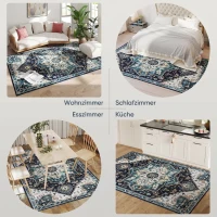 HOMCOM Covor Boho Antiderapant și Lavabil, Scurt, pentru Living și Cameră, 230x160 cm, Multicolor(m-6)