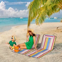 Outsunny Set 2 Sdraio da Spiaggia Pieghevoli con Schienale Regolabile e Poggiatesta, 53x124x35-45 cm, Multicolore(m-10)