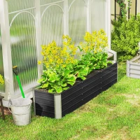 Outsunny Hochbeet aus Stahl Gartenbeet Pflanzkasten Blumenkasten Blumenkübel mit Handschuhe Grau 183 x 47 x 40 cm(m-9)