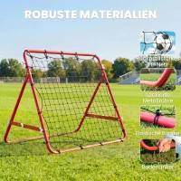 HOMCOM Rebounder für Fußball, 84 x 84 cm Fussball Rebounder mit stufenlos verstellbarem Winkel, Kickback Rückprallwand Fußballtor für Jugendliche Schuss-, Pass- und Ballannahmetraining Rot(m-4)