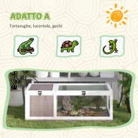 PawHut Casa per Tartarughe di Terra in Legno di Abete con Pannello Apribile e 2 Spazi Separati, Marrone Chiaro(m-7)