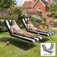 Outsunny Set de 2 Perne Șezlong Hidrofuge, 183x54cm, Alb,Negru(m-7)