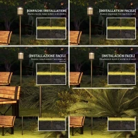 Outsunny Stâlp Solar de Grădină, Înalt de 184cm, cu Lumină LED Alb Rece și IP44, Negru(m-7)