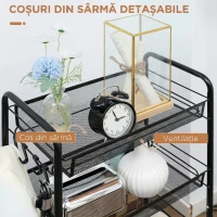 HOMCOM Carucior utilitar cu 4 niveluri, carucior de servire rulant cu cosuri de plasa detasabile, pentru sufragerie si bucatarie, spalatorie, garaj si baie, negru(m-5)