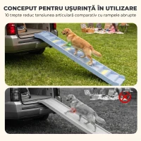 PawHut Scară Pliabilă pentru Câini, pentru Mașină și Paturi, 10 Trepte Antiderapante, Capacitate 68kg, Gri(m-4)