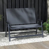 Outsunny Sedia Pieghevole a 2 Posti con Seduta Traspirante, in Acciaio e Tessuto a Rete, 118x65x96 cm, Grigio(m-10)