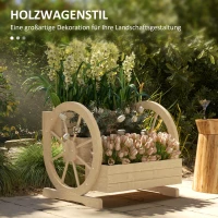 Outsunny Hochbeet, 3 Etagen, Wagenrad-Dekor, Naturholz, 62 x 61 x 57 cm(m-4)