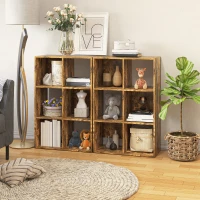 HOMCOM Industrial Style Storage Shelf, Bookcase, Bookshelf with 6 Compartments, Freestanding Shelving Unit for Living Room, Home Study, Rustic Brown(m-4)