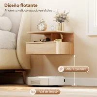 HOMCOM Set de 2 Mesitas de Noche Flotantes con 1 Cajón y Estante Abierto Diseño Moderno Montado en la Pared 35x32x22,5 cm Roble(m-5)