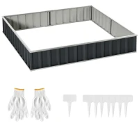 Outsunny Strat de Cultivare Ridicat, Modular și Fără Fund din Oțel Zincat, 258x90x30 cm, Gri Închis(m-11)