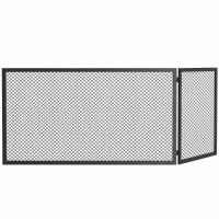 HOMCOM Kaminschutzgitter, Faltbarer Funkenschutz aus Metall Funkenschutzgitter für Wohnzimmer, Schlafzimmer, 141x50cm, Schwarz(m-8)