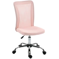 Vinsetto Scaun de Birou Ergonomic, Rotativ, fără Brațe, din Plasă Respirabilă, Înălțime Reglabilă, Roz(m-11)