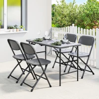 Outsunny Conjunto de Mesa y Sillas Jardín con Mesa Plegable Ajustable de 55 a 74 cm y 4 Sillas Plegables para Terraza Gris(m-2)