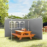 Outsunny Parois latérales pour tonnelle 3 x 3 m panneaux pour pavillon avec fenêtre lot de 2 tissu Oxford gris clair(m-8)