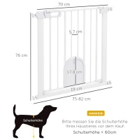 PawHut Türschutzgitter Treppenschutzgitter Hunde Absperrgitter Schutzgitter für Haustier Stahl(m-3)