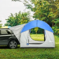 Outsunny SUV Car Tent for Camping, Waterproof PU2000mm, 5 Man Tailgate Tent, 2.4 x 2.1 m, Grey and Blue(m-10)