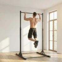 SPORTNOW Station de musculation et barre de traction power tower 200 kg avec 8 niveaux de hauteur noir(m-10)