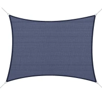 Outsunny Cort de umbra rectangular 6 x 4 m polietilena cu densitate mare Protectie UV Cu geanta de depozitare albastru(m-1)
