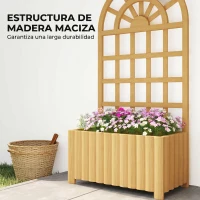 Outsunny Jardinera con Enrejado de Madera con Drenaje para Cultivos Verduras Flores Hierbas 60x30x120 cm Natural(m-7)