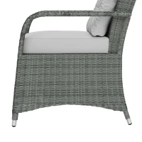 Outsunny 3 Pieces Rattan Bistro Set, Wicker Garden Furniture Set with Metal Frame, Cover, Glass Top Coffee Table, Light Grey(m-13)