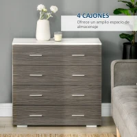 HOMCOM Cómoda con 4 Cajones Moderna Cajonera para Salón para Dormitorio Pasillo 76x35x72 cm Gris y Blanco(m-4)