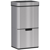 HOMCOM Pattumiera 72L a 3 Scomparti con Sensore Infrarossi e Apertura Automatica, in Acciaio e ABS, 42x30x81 cm