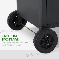 Outsunny Barbecue a Gas a 5 Fornelli con Ripiani Laterali e Armadietto, in Acciaio e PP, 125x51x100 cm, Nero(m-6)