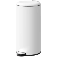 HOMCOM Papelera de Cocina 30L con Pedal Tapa de Cierre Suave y Cubo Extraíble para Dormitorio Oficina Estudio Salón Crema(m-11)