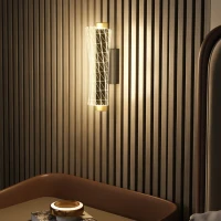 HOMCOM Wandleuchte Innen Wandlampe mit LED Lichte, Gitterdesign, Dimmbar Nachttischlampe Metall, Schwarz(m-10)