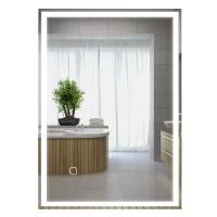 HOMCOM Badspiegel Badezimmerspiegel Wandspiegel LED´s. Berührungsschalter, Weiß(m-12)