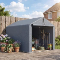 Outsunny Garagenzelt 2,2 x 1,6 m Wasserdicht Gerätezelt mit Rolltür Satteldach Stahlrahmen, UV-beständig Dunkelgrau(m-7)