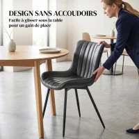 HOMCOM Lot de 2 chaises de salle à manger design moderne et capitonné pour salon, salle à manger, chambre à coucher, noir(m-7)