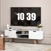 HOMCOM Móvel para TV com gavetas e prateleiras abertas, MDF, 150 x 39 x 50 cm, Branco(m-5)