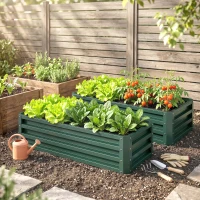 Outsunny Juego de 2 Jardineras Exterior Grandes de Acero Galvanizado Huertos Urbanos para Terraza Jardín 110x50x30 cm Verde(m-2)