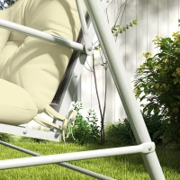Outsunny Set 4 Cuscini da Giardino per Schienale e Seduta con Imbottitura, in Poliestere, Crema(m-9)