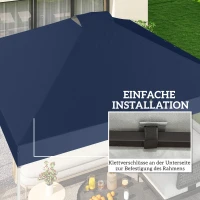 Outsunny Pavillon-Dach Ersatz UV50+ wasserfest mit 8 Abflusslöchern 3 x 3 m, Blau(m-6)