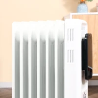 HOMCOM 1500W Oil Filled Radiator, 7 Fin Portable Electric Heater with LED Display, 24H Timer, 3 Heat Settings, Adjustable Thermostat, Safety Cut off, Remote Control, White(m-9)