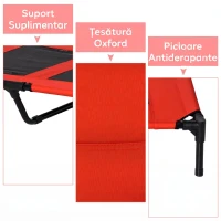 PawHut Pat Ridicat pentru Câini Mari cu Țesătură din Plasă, Greutate Maximă 30 kg, 91,5x76,2x18 cm, Roșu(m-6)