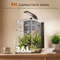 PawHut Acvariu Pawhut 36l cu Filtru Integrat și Lumină Led 30x30x45,5 cm Negru(m-5)